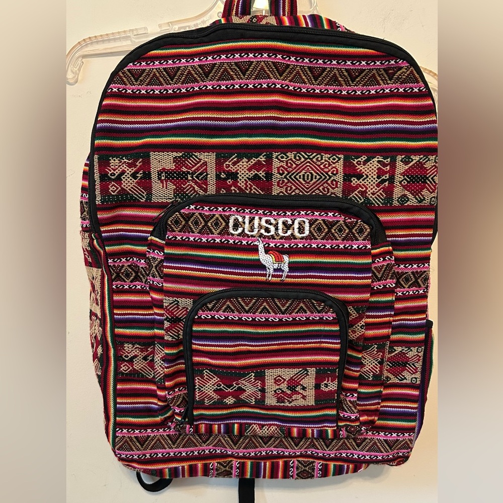 Peruvian Cusco‎ Backpack Tiara Woven Andean Llama Striped Boho Travel Bag